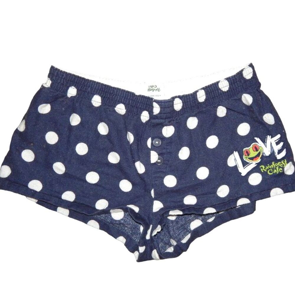 Rainforest Cafe women’s x‑small blue polka dot cotton pajama shorts